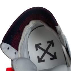 Pre Owned Off White White/Blue Leather And Canvas 3.0 Off-Court High Top Sneakers Size 43