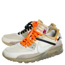 مملوكة مسبقًا Off-White x Nike White Mesh And Leather The 10 Air Max 90 Sneakers Size 42.5
