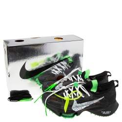 Pre Owned Off White x Nike Black/Green Knit Fabric Air Zoom Tempo Next % OW Sneakers Size 44.5