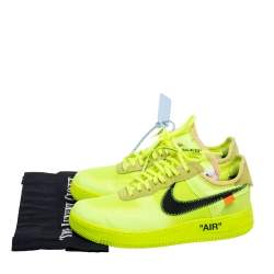 Pre Owned حذاء رياضي أوف وايت x نايك أير فورس 1 فولت سويدي وشبكة أخضر مقاس 41