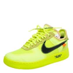 Off White x Nike Green Mesh And Suede Air Force 1 Volt Sneakers