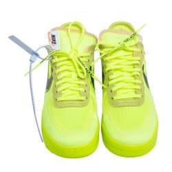 Pre Owned حذاء رياضي أوف وايت x نايك أير فورس 1 فولت سويدي وشبكة أخضر مقاس 41