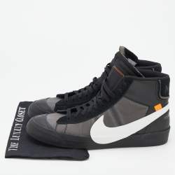 Pre Owned Off-White x Nike Black Suede And Leather Mid Blazer Lace Up Sneakers Size 46