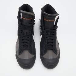 Pre Owned Off-White x Nike Black Suede And Leather Mid Blazer Lace Up Sneakers Size 46