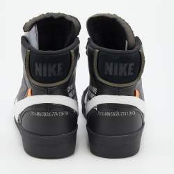 Pre Owned Off-White x Nike Black Suede And Leather Mid Blazer Lace Up Sneakers Size 46