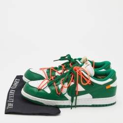 Pre Owned Off-White x Nike Green/White Leather Dunk Low Top Sneakers Size 46