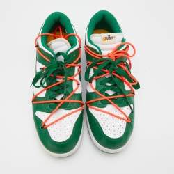 Pre Owned Off-White x Nike Green/White Leather Dunk Low Top Sneakers Size 46