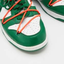 Pre Owned Off-White x Nike Green/White Leather Dunk Low Top Sneakers Size 46