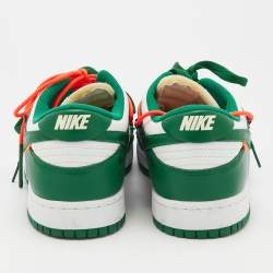 Pre Owned Off-White x Nike Green/White Leather Dunk Low Top Sneakers Size 46
