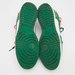 Pre Owned Off-White x Nike Green/White Leather Dunk Low Top Sneakers Size 46