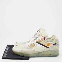Pre Owned Off-White x Nike White Leather And Mesh The 10th Air Max 90 Low Top Sneakers Size 46