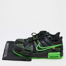 مملوكة مسبقًا Off-White x Nike Black/Green Mesh and Leather Rubber Dunk Sneakers Size 46