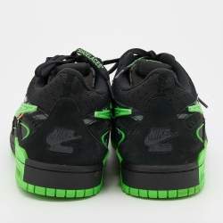مملوكة مسبقًا Off-White x Nike Black/Green Mesh and Leather Rubber Dunk Sneakers Size 46