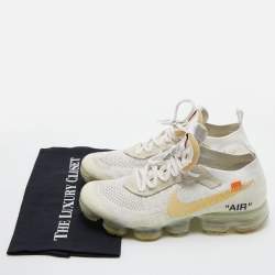 Off-White x Nike White Knit Fabric and Suede Air VaporMax The Ten Sneakers Size 42