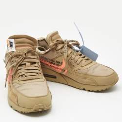 Off-White x Nike Beige Fabric and Suede Air Max 90 Desert Ore Sneakers Size 43