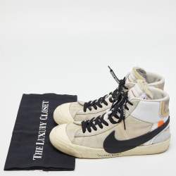 Pre Owned Off-White x Nike Off White Suede,Mesh and Leather Mid Blazer Lace Up Sneakers Size 41