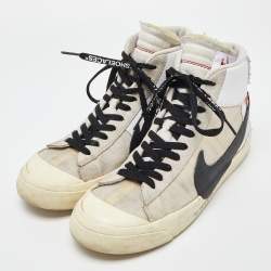 Pre Owned Off-White x Nike Off White Suede,Mesh and Leather Mid Blazer Lace Up Sneakers Size 41