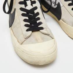 Pre Owned Off-White x Nike Off White Suede,Mesh and Leather Mid Blazer Lace Up Sneakers Size 41