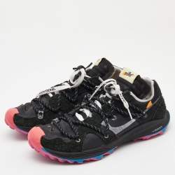 Off-White x Nike Black/Pink Suede and Nylon Zoom Terra Kiger 5 Sneakers Size 40.5