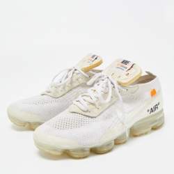 Off-White x Nike White Knit Fabric Vapormax Sneakers Size 42