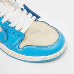 Off-White x Nike Blue/Grey Leather and Mesh Jordan 1 Retro High  Sneakers Size 40.5