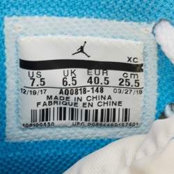 Off-White x Nike Blue/Grey Leather and Mesh Jordan 1 Retro High  Sneakers Size 40.5
