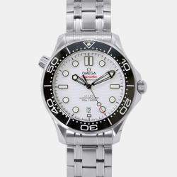 Omega White Stainless Steel Seamaster 210.30.42.20.04.001 Automatic Men's Wristwatch 42 mm