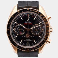 Omega Black 18k Rose Gold Speedmaster Moonphase 304.63.44.52.01.001 Automatic Men's Wristwatch 44 mm