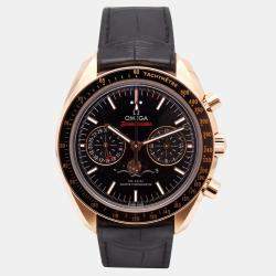 Omega Black 18k Rose Gold Speedmaster Moonphase 304.63.44.52.01.001 Automatic Men's Wristwatch 44 mm