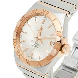 Omega Silver 18K Rose Gold & Stainless Steel Constellation 123.20.38.21.02.001 Men's Wristwatch 38 mm