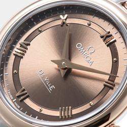 Omega Brown 18K Rose Gold Stainless Steel De Ville Prestige 424.20.27.60.13.001 Women’s Wristwatch 27.4 mm 