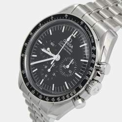 Pre Owned Omega Black Stainless Steel Speedmaster The Legendary Moonwatch 310.30.42.50.01.001 Men's Wristwatch 42 mm