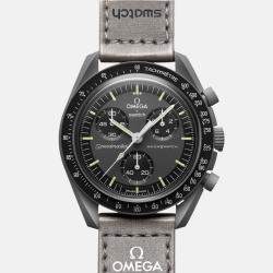 Omega Black Velcro Moon Swatch Mission To Mercury Men's Watch 42 mm