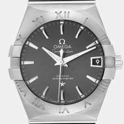 Omega Grey Stainless Steel Constellation 123.10.38.21.06.001 Automatic Men's Wristwatch 38.5 mm