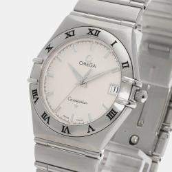 Omega White Stainless Steel Constellation 1512.30 Quartz Men's Wristwatch 33 mm