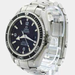 Omega Black Stainless Steel Seamaster Planet Ocean Automatic Men's Wristwatch 46 mm