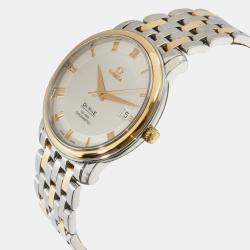 Omega Silver 18k Yellow Gold Stainless Steel De Ville Prestige 4374.31.00 Automatic Men's Wristwatch 36.5 mm