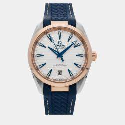 Omega Silver 18k Rose Gold Stainless Steel Seamaster Aqua Terra 220.22.38.20.02.001 Automatic Men's Wristwatch 38 mm