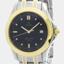 Omega Black 18k Yellow Gold Stainless Steel Seamaster 2311.50 Automatic Men's Wristwatch 36 mm