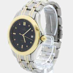 Omega Black 18k Yellow Gold Stainless Steel Seamaster 2311.50 Automatic Men's Wristwatch 36 mm