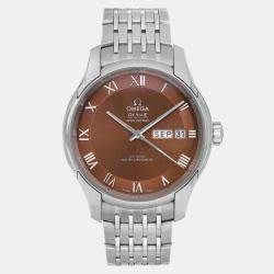 Omega Brown Stainless Steel De Ville Hour Vision 433.10.41.22.10.001 Automatic Men's Wristwatch 41mm
