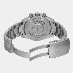 Omega Silver Stainless Steel Speedmaster Apollo XVII Manual Winding Men's Wristwatch 42 mm