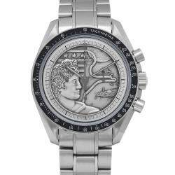 Omega Silver Stainless Steel Speedmaster Apollo XVII Manual Winding Men's Wristwatch 42 mm