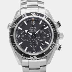 Omega Black Stainless Steel Seamaster Planet Ocean 2210.50.00 Automatic Men's Wristwatch  45.5mm 