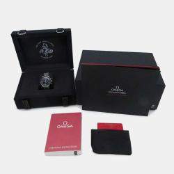 Omega Black Stainless Steel Speedmaster Manual Winding Men's Wristwatch 39 mm