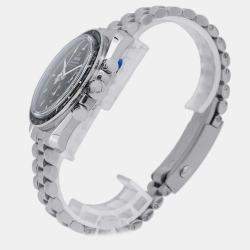 Omega Black Stainless Steel Speedmaster Manual Winding Men's Wristwatch 42 mm