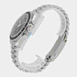 Omega Black Stainless Steel Speedmaster Manual Winding Men's Wristwatch 42 mm