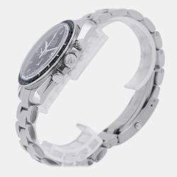 Omega Black Stainless Steel Speedmaster Manual Winding Men's Wristwatch 42 mm