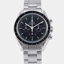 Omega Black Stainless Steel Speedmaster Manual Winding Men's Wristwatch 42 mm