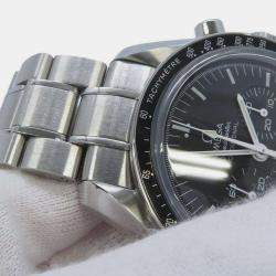 Omega Black Stainless Steel Speedmaster Manual Winding Men's Wristwatch 42 mm